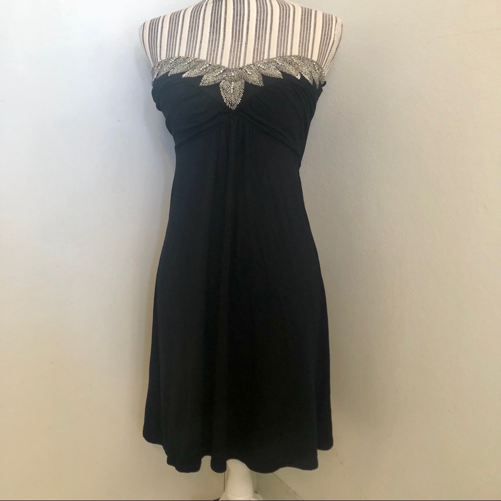 NWT Strapless black silver bead dress medium